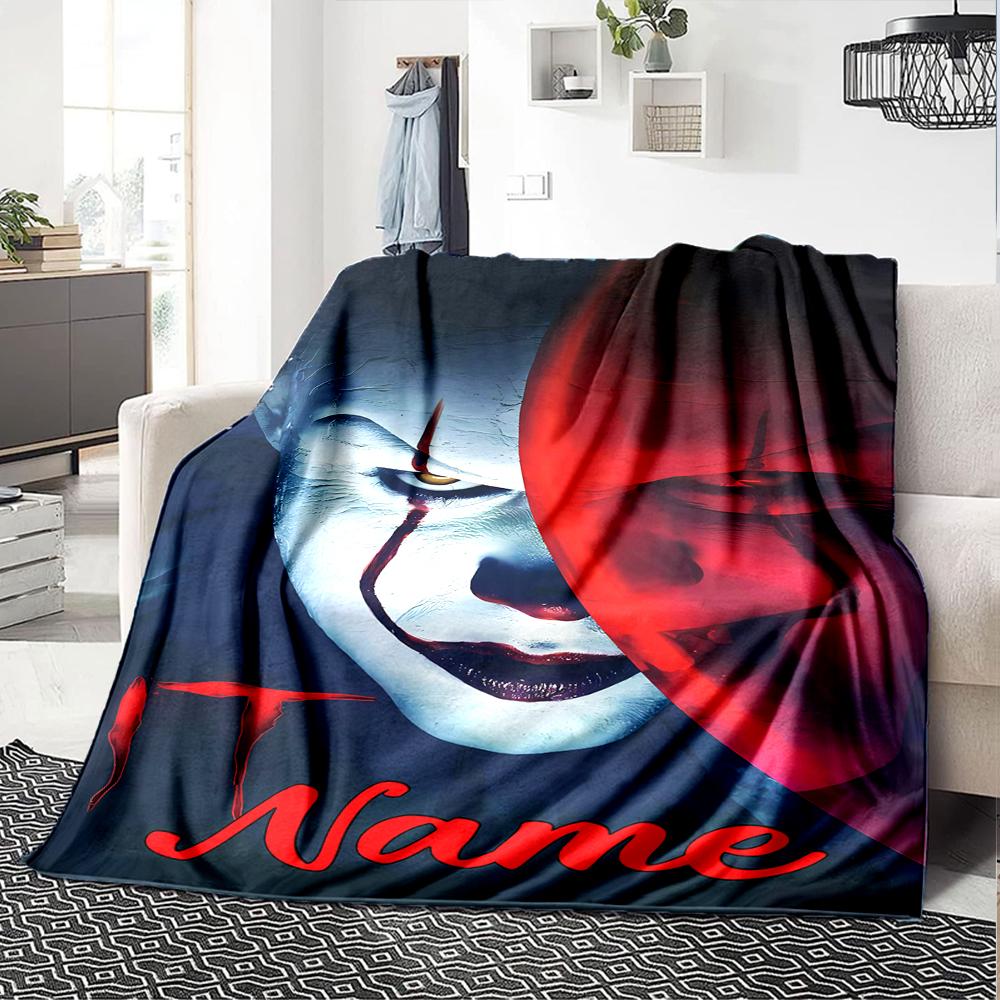 Customiz Name Personality Pennywise the Dancing Clown Blanket Soft &Warm Sofa Office Bed Travel Lunch Break Blanket, Gift Suitable All Seasons