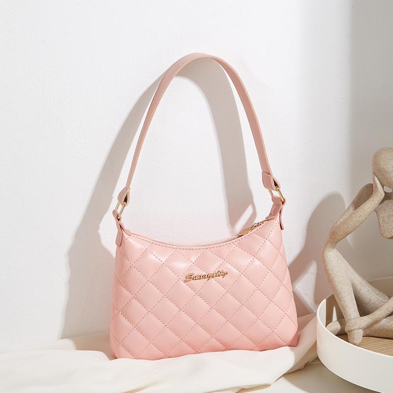 Cozy Up Fashionable Underarm Bag, Single Shoulder Diamond Pattern Texture Women's Bag