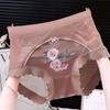 Summer Traditional Chinese Embroidery Panties High Waist Mesh Briefs Lace Butt Lift Underpants Women's Sexy Underwear