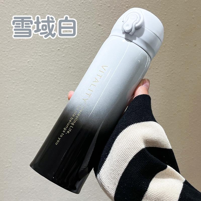 Термобутылка из нержавеющей стали 500 мл, градиентного цвета, с откидной крышкой, портативная уличная бутылка для воды для подарков на Хэллоуин и Рождество