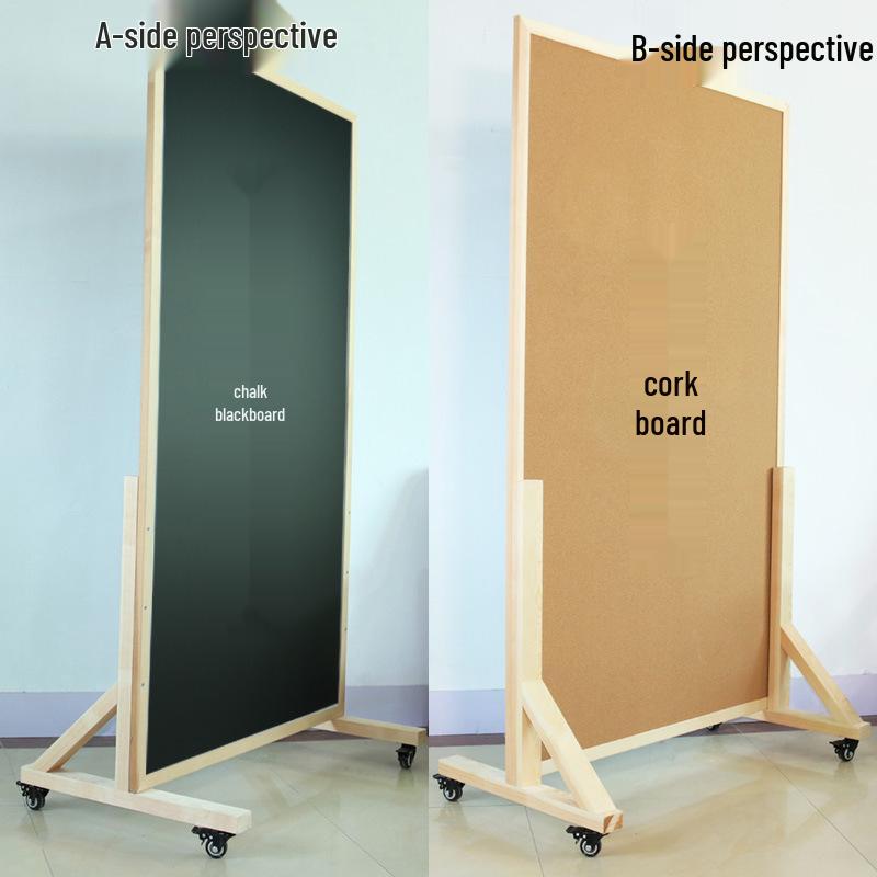 Mobile Felt Bulletin and Photo Display Board - Vertical Standing Announcement Wall for School and Office Use