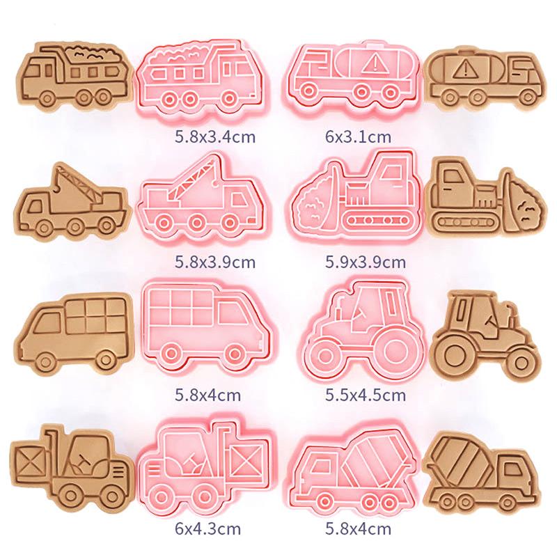 8 шт./набор формочек для печенья в виде машинки 3D-формочка для печенья в виде мультфильма