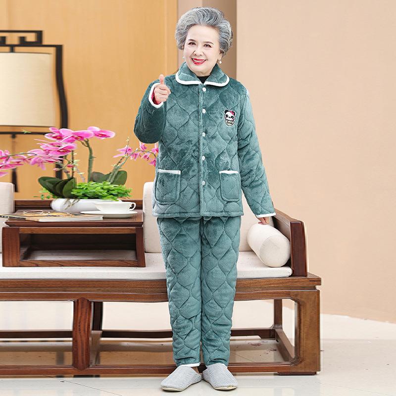 Женская домашняя одежда трехслойная утепленная пижама зимняя одежда бархатный комплект с подкладкой
