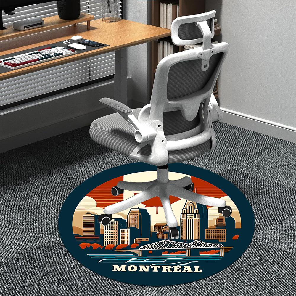 1 шт. Круглый ковер Montreal Maple Leaf для офиса, Коврик подходит для офиса, Под офисные стулья, Спальни, Гостиной, Домашнего декора, Декора комнаты