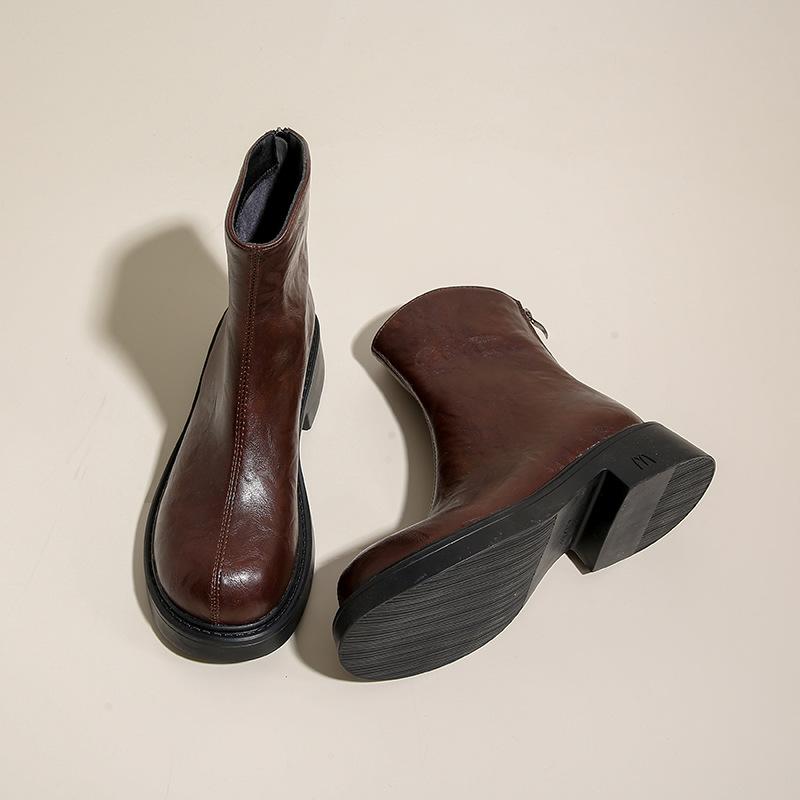 Винтажные ботинки челси женские 2025 года, новые осенне-зимние короткие ботинки в британском стиле с толстым каблуком и круглой подошвой, тонкие ботинки Martin