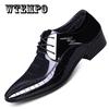 Men's Single Leather Business Shoes Male Large Size Low Heel Casual Lacing-up Non Slip PU Shoes