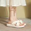 Thick-soled Cross-cool Slippers for Women's Outer Wear Summer New Flat-soled Heightening Beach Shoes Casual