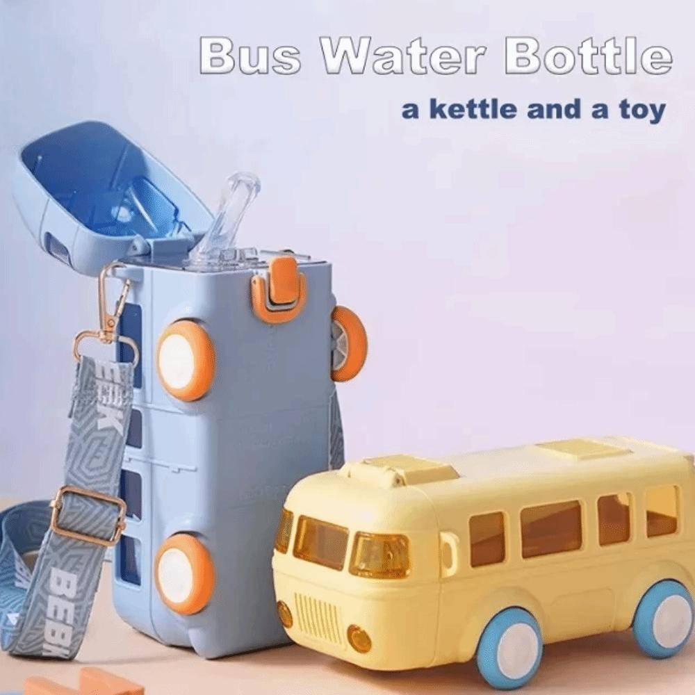 500ml Baby Bus Water Bottle Removable Kid's Water Bottle Portable Car Shape Straw Water Cup Boys