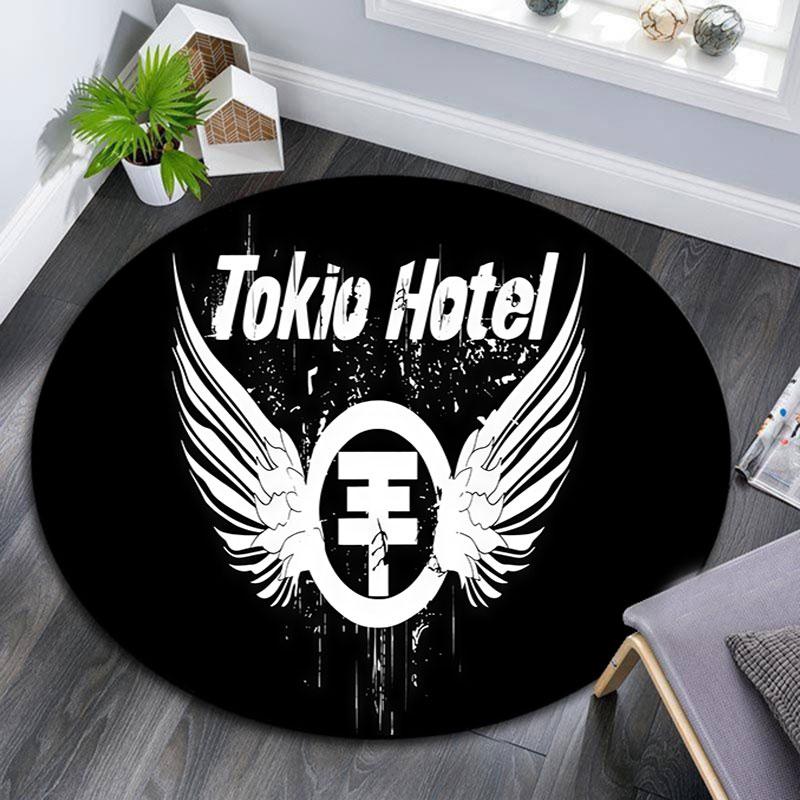 Tokio Hotel pattern round rug,Carpet Rug for Living Room Bedroom Playroom ,Non-slip Floor Mat,Holiday Gifts and Birthday Gifts.