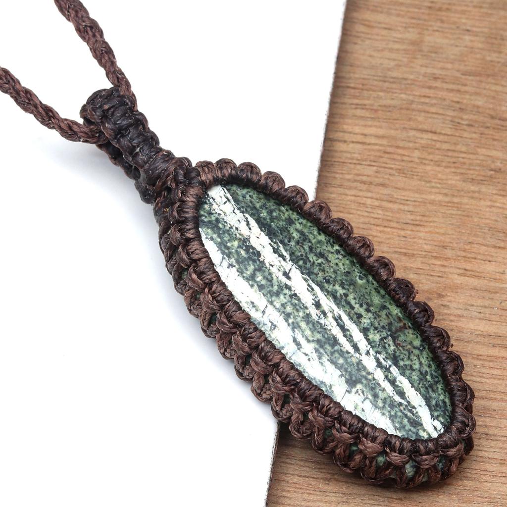 Ожерелье с драгоценными камнями, ювелирные изделия из зебры, яшмы, макраме, нить ручной работы, 20-36 дюймов, унисекс