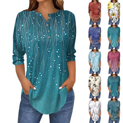 Женские повседневные рубашки с рукавом 3/4, модные туники с принтом Святого Патрика и карманами