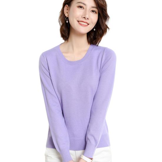 Женские зимние топы, однотонные, с круглым вырезом, с длинным рукавом, свитер, свободный