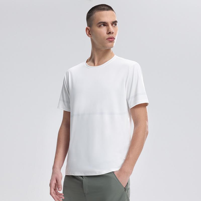 Мужская спортивная футболка из ледяного шелка с быстрым высыханием - Дышащая, с коротким рукавом, для летнего бега и тренировок