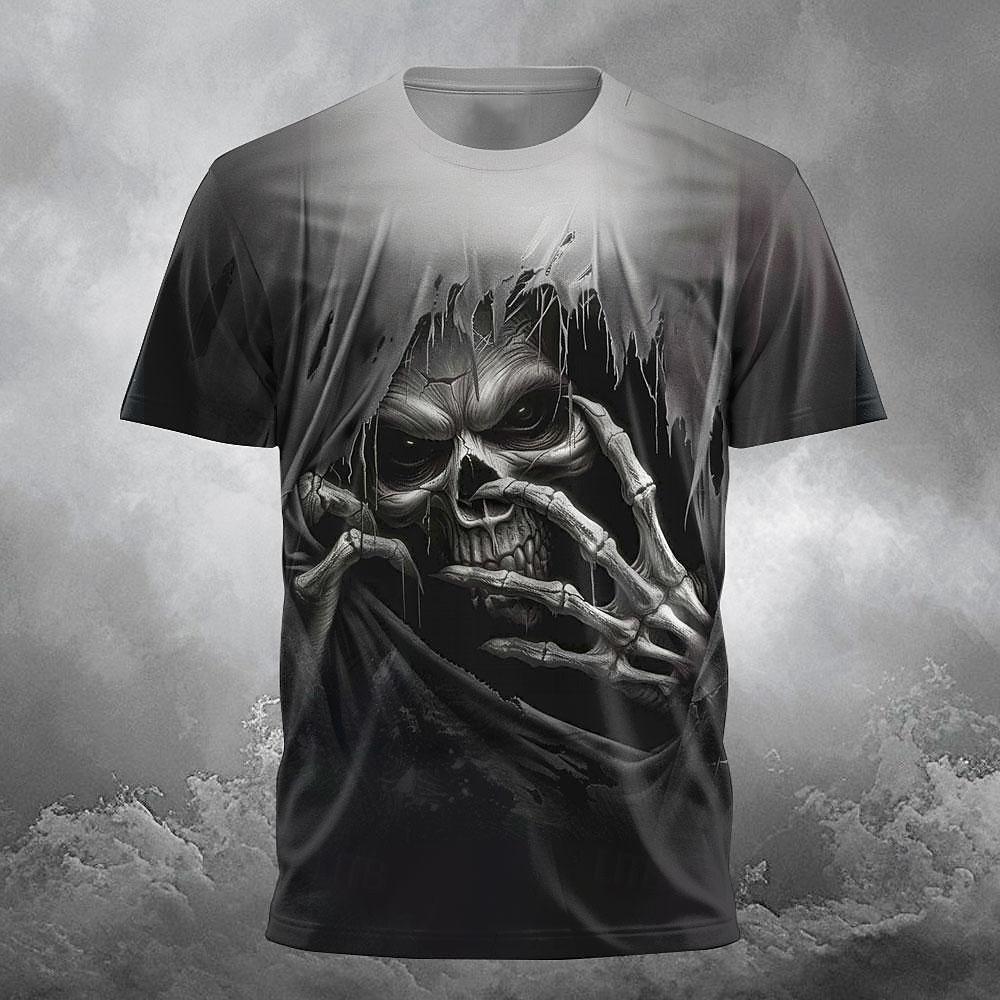 Unisex T-shirt 3d Skull Print Casual Crew Neck Tee Short Sleeve Tops Summer Oversized T-shirt Hip Hop Trend Fashion Unisex's Clothes