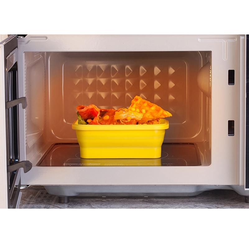 Складной силиконовый ланч-бокс, складной контейнер для хранения продуктов, Bento, не содержит BPA, подходит для микроволновой печи, портативный прямоугольный ящик для пикника