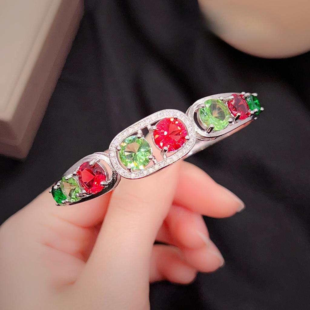 Internet Celebrity Live Streaming Candy Series Imitation Natural Colored Tourmaline Bracelet, Brilliant Colorful Treasure Buckle Bracelet