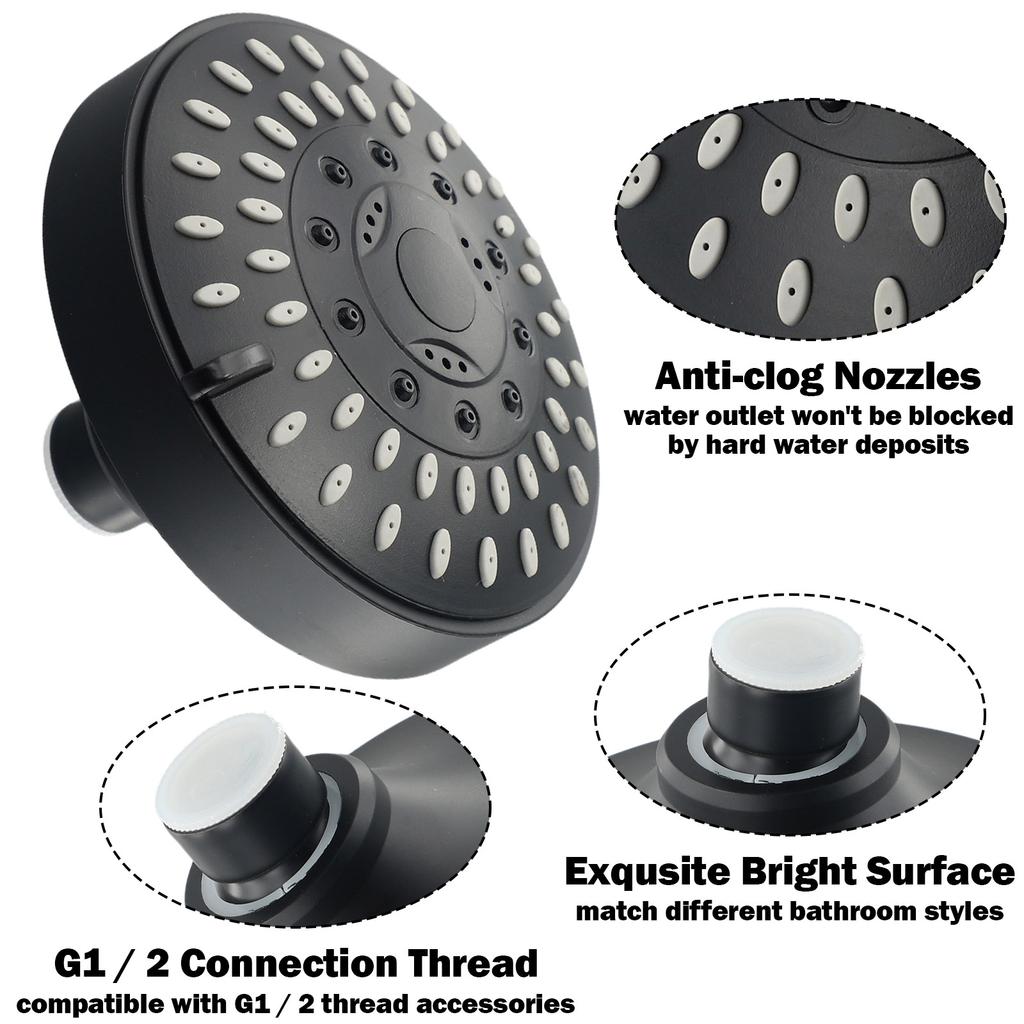 4-Inch Shower Head Top Spray Shower Head Rotatable Adjustable Five-Speed Water-Saving Bathroom  Concealed Shower Top Spray