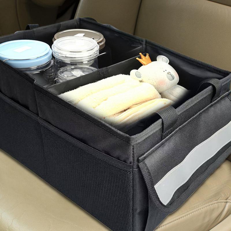 Car Trunk Organizer Waterproof Foldable Sturdy Car Organization Dust-Proof Multi-Compartment Automotive Accessories Trunk