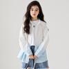 Girls' Trendy Gradient Long-Sleeve Cotton Shirt - Spring/Summer 2025, Medium/Large, Lapel Cardigan, Parent-Child Matching.