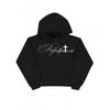 Y2K Vintage Graphic Hoodie Women Loose Fit Streetwear Oversized Pullover Sweatshirt Black Gray