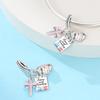 Copper Rubik'S Cube Pet Cat Charm Pink Cz Beads Dangle Pendant Fit Original Charms Bracelets Women Diy Jewelry Gift