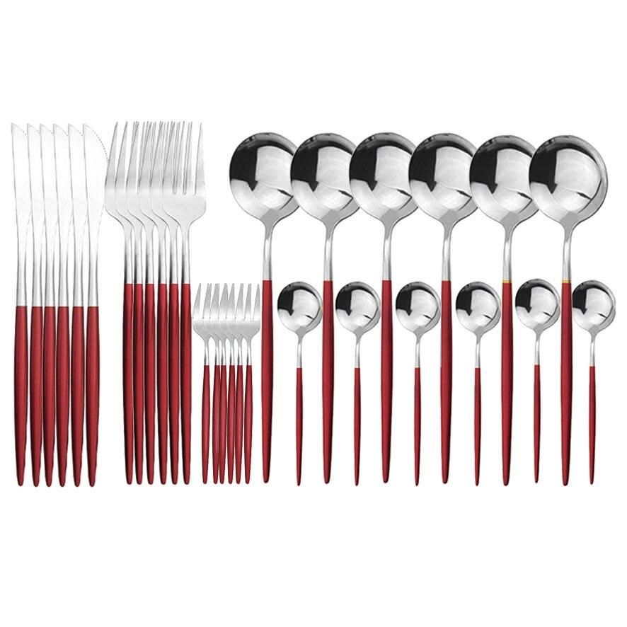 30pcs Black Gold Dinnerware Set Stainless Steel Flatware Set Cake Fork Coffee Spoon Knife Silverware Tableware Set Cutlery Set