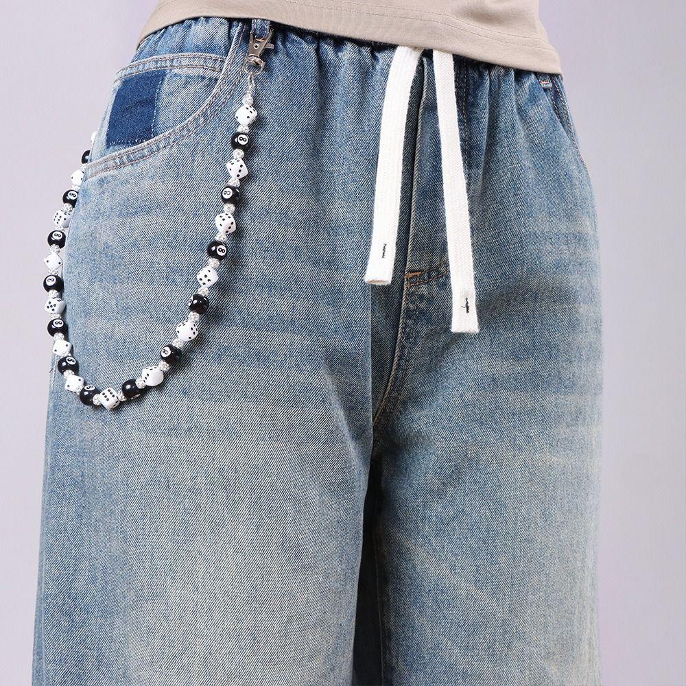 Jeans Chain Metal Pants Chain Zinc Zinc Zinc Alloy Punk Belt Chain Retro Colorful Dice Waist Chain Male