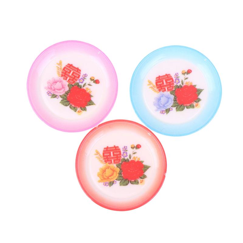 5Pcs Dollhouse Miniature Supplies Chinese Double Happiness Food Plate Miniatures Kitchen Accessory
