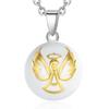 Pregnancy Bola Necklace Guardian Angel with Outstretched Wings Golden