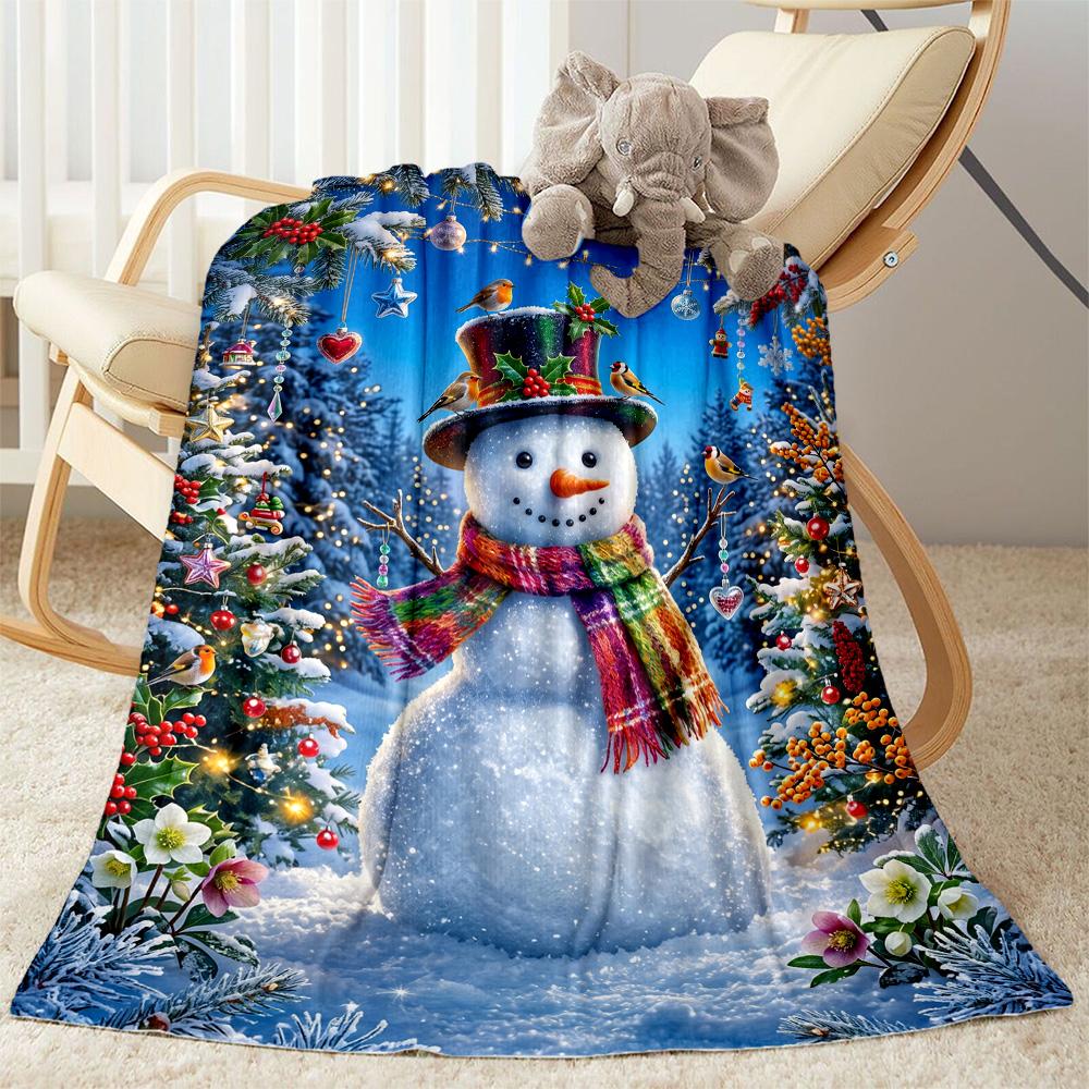 Winter Wonderland Snowman Blanket Soft & Cozy Great for Seaside Office Livingroom for All Occasions Modern Style