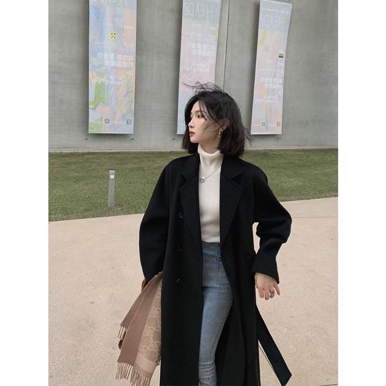 Осеннее и зимнее женское двустороннее кашемировое пальто, длинная часть, элегантный темперамент
