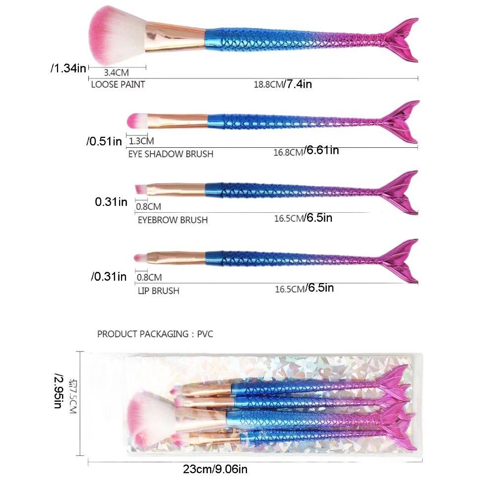 4pcs/set Soft Fiber Mermaid makeup brush Eye Shadow Brush Cosmetic Brush Kit Women