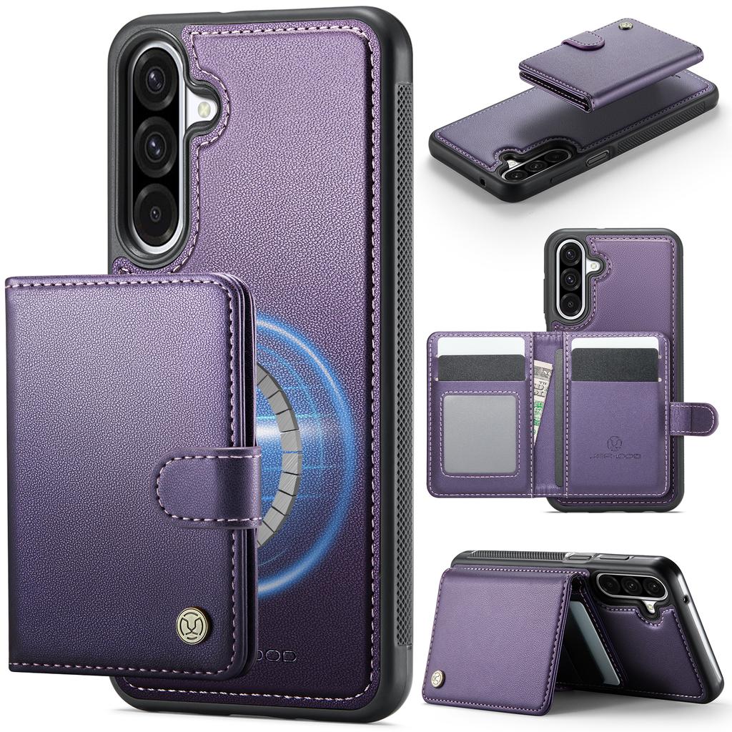 For Samsung Galaxy A26 5G Case JEEHOOD J09 RFID Blocking Card Holder Leather Back Phone Cover Magnetic Case
