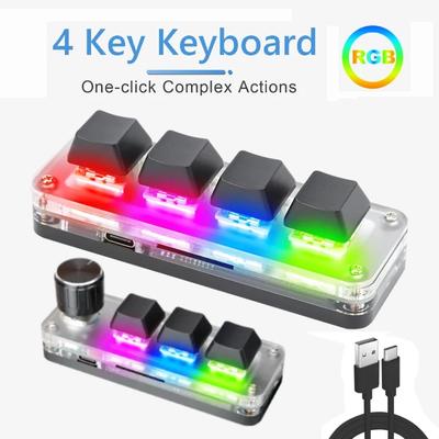 Механическая клавиатура с 3 клавишами + 1 регулятором / 4 клавишами RGB-подсветки и макросами, программируемая клавиатура для офиса.