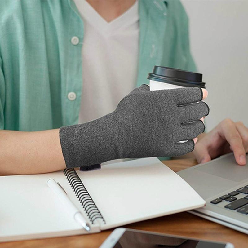 1 пара компрессионных перчаток, снимающих боль, перчатки на половину пальцев, теплый бандаж на запястье, поддержка