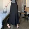 Женская юбка-рыбий хвост с высокой талией и запахом на бедрах, длинная юбка А-силуэта, однотонная, удобная, подчеркивающая фигуру юбка