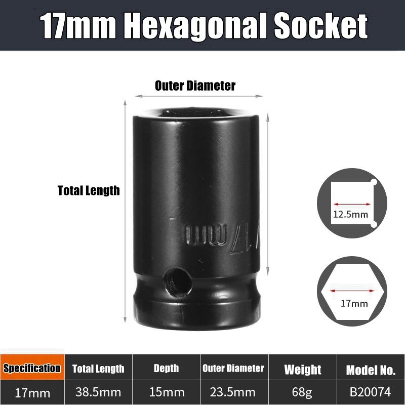 Набор глубоких ударных головок 1/2" Привод Метрический ключ Черная головка Глубокая ударная головка Пневматическая головка Инструменты для снятия шин