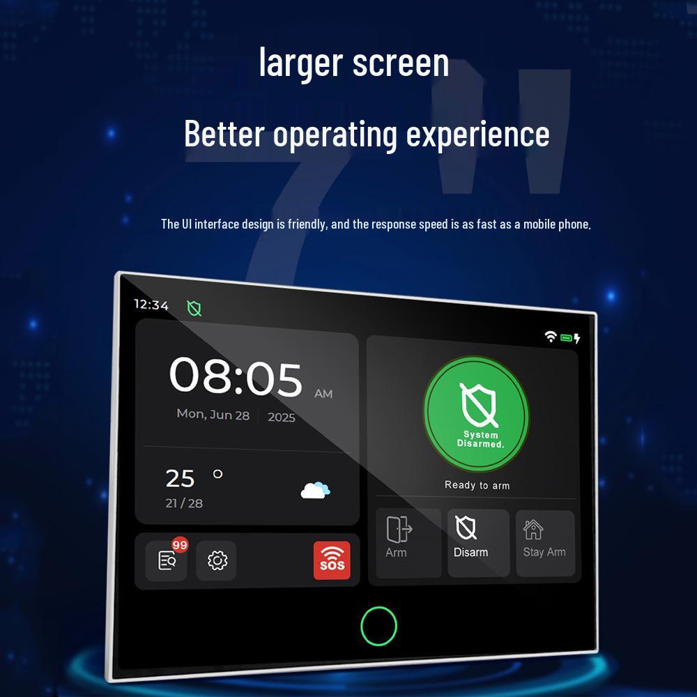 Tuya 4G+WiFi Противоугонная система сигнализации с 7-дюймовым сенсорным экраном и беспроводным GSM-пультом дистанционного управления
