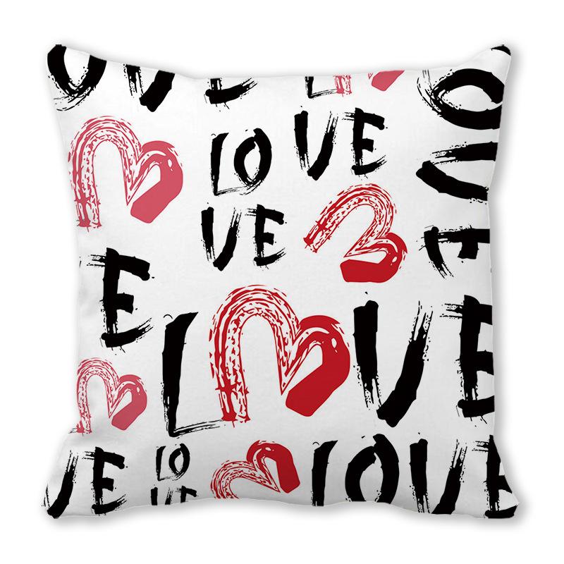 Home Decor Valentine's Day Love Patterns Pillow Covers Pattern Cushion Cover Suitable for Sofa Bedroom Car Pillow Cover