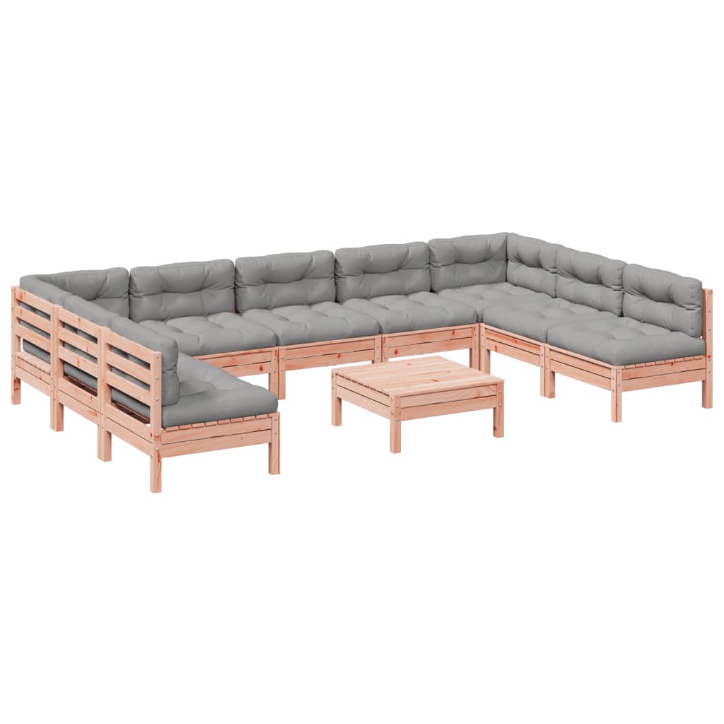 10 piece Garden Sofa Set with Cushions Solid Douglas Fir Wood