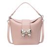 New Bow Metal Buckle Handbags Women's Fashion Sweet Girl Single Shoulder Crossbody Bags Elegant Red Bucket Bag