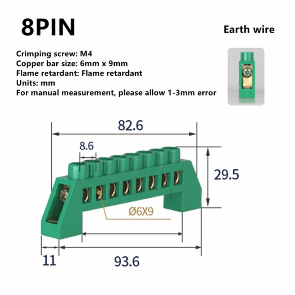 Blue Green Zero Line Brass Screw Grounding Bridge Terminal Copper Bridge Type Rail Terminal Wire
