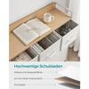 SONGMICS LTS523W57 Chest of Drawers, Closet, Storage Unit, 7 Drawers in Fabric with Handles, Metal Frame, Modern Style, White and Wood Colour