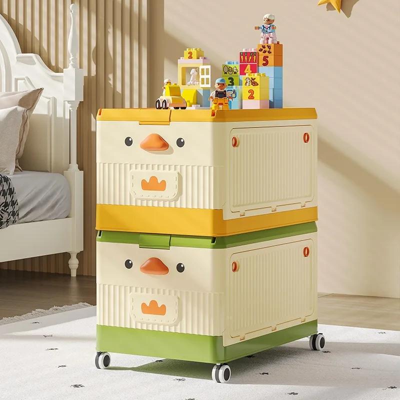 Toy Storage Box Large Capacity Clothes Snacks Toys Organizing Box with Wheels Can Be Propelled Home Storage Children's