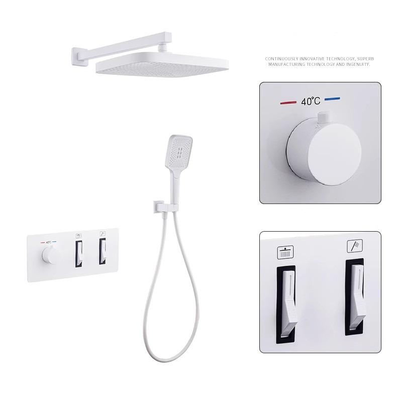 Термостатический смеситель для душа и ванны с отделкой под шлифованное золото, встраиваемый, серый, с функцией тропического душа