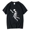 Men's T-shirt High Quality 100% Cotton Funny Moon Astronaut Print Summer Casual Loose Men Tshirt O-neck Male T-shirt Tees Tops
