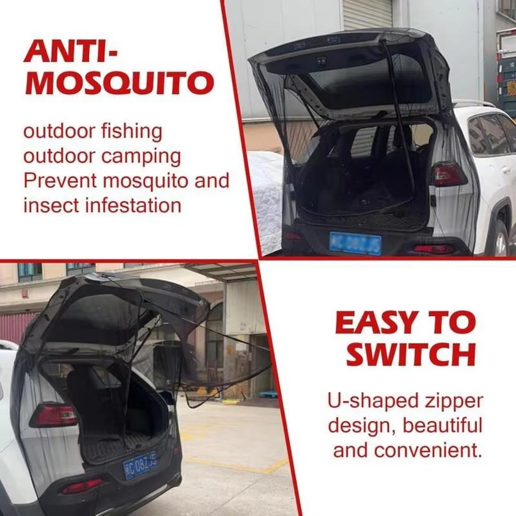 Car Screen Self Driving Mosquito And Insect Net Bag Outdoor Camping Ventilation Trunk Breathable Mesh Cover
