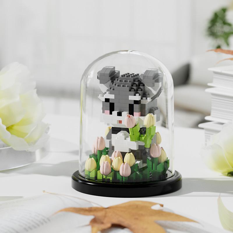 Сборные игрушки ручной работы, животные, сад, настольные украшения, строительные блоки для Дня святого Валентина