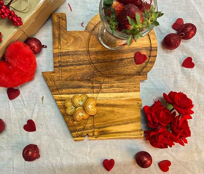 Valentine's Day Gifts Organic Acacia Kitchen Cutting Chopping Charcuterie Board Platter Butcher Block for Cheese and Vegetables Meat