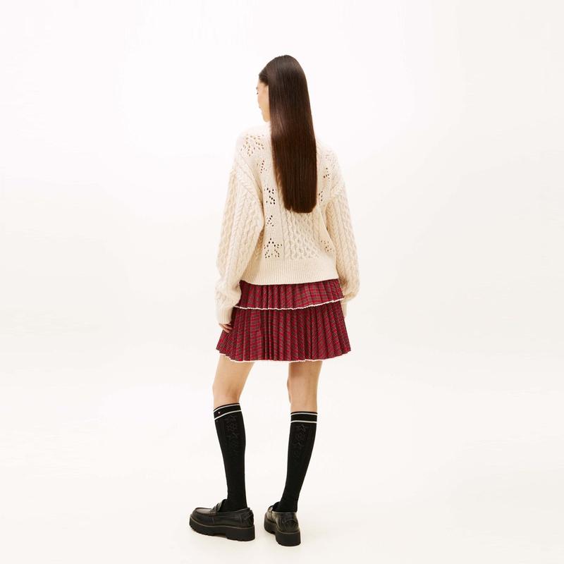 Tommy Hilfiger Женский кардиган Tommy Girl Trendy Series, свободный, вязаный косами, с круглым вырезом, шерстяной, артикул DW22511